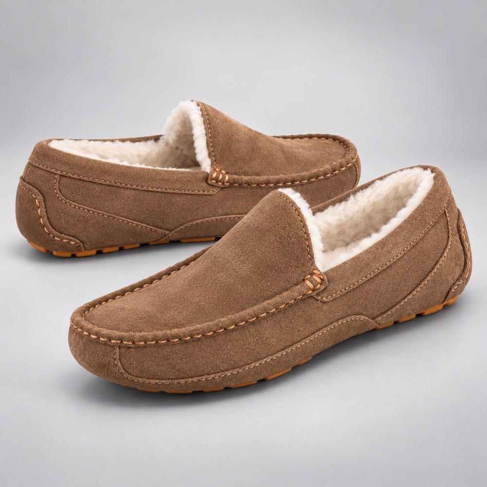 UGG Ascot Mens Suede Sheepskin Slippers Brown Orange 101659 Size 9
